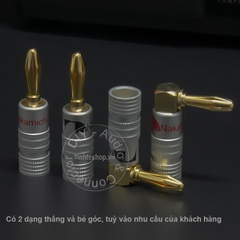 Đầu bắp chuối cắm Loa Âm ly DVD vuông góc nhân đồng mạ vàng 24K 4 chiếc - Banana plug jack