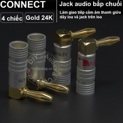 Đầu bắp chuối cắm Loa Âm ly DVD vuông góc nhân đồng mạ vàng 24K 4 chiếc - Banana plug jack