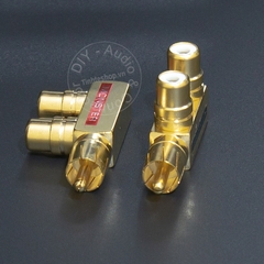 Rắc chia RCA 1 thành 2 nhân đồng mạ vàng 24K - RCA male to 2 RCA female