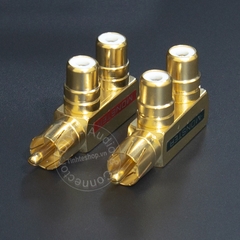 Rắc chia RCA 1 thành 2 nhân đồng mạ vàng 24K - RCA male to 2 RCA female