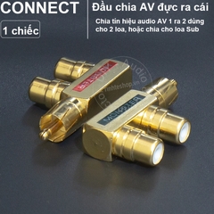 Rắc chia RCA 1 thành 2 nhân đồng mạ vàng 24K - RCA male to 2 RCA female