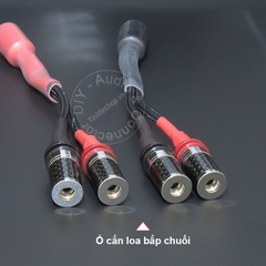 Jack loa tròn dẹt sang bắp chuối Âm ly Châu Âu 1 vế - Din 2pin to homemade banana speaker socket with 5N silver-plated copper core on one side