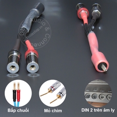 Jack loa tròn dẹt sang bắp chuối Âm ly Châu Âu 1 vế - Din 2pin to homemade banana speaker socket with 5N silver-plated copper core on one side