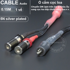 Jack loa tròn dẹt sang bắp chuối Âm ly Châu Âu 1 vế - Din 2pin to homemade banana speaker socket with 5N silver-plated copper core on one side