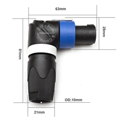 Jack cắm loa speakon cong vuông góc 1 chiếc - 4 Pole Right Angle Speakon