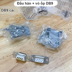 Giắc cắm COM 9 chân cái kèm vỏ ốp nhựa cứng - Housing with RS232 DB9 plug solder head 24K gold plated copper