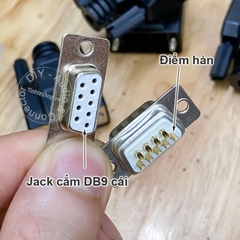 Giắc cắm COM 9 chân cái kèm vỏ ốp nhựa cứng - Housing with RS232 DB9 plug solder head 24K gold plated copper