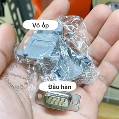 Rắc hàn cổng DB9 mạ vàng kèm vỏ ốp nhựa - 9 pin RS232 male plug with plastic cover