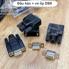 Giắc cắm COM 9 chân cái kèm vỏ ốp nhựa cứng - Housing with RS232 DB9 plug solder head 24K gold plated copper