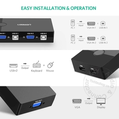 KVM VGA 2 port switch Ugreen 30357 - Bộ gộp cổng VGA 2 vào 1