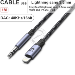 Cáp từ iPhone iPad sang 3.5mm 1 mét Unitek M1209A - Lighthtning to AUX DAC 16bit 48KHz cable