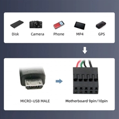 9 Pin USB Motherboard Female Header to Micro USB - Cáp chuyển IDC 2.54 9pin USB 2.0 sang micro USB