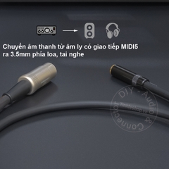 Dây DIN 5 chân sang 3.5mm cái chuyển âm thanh từ Âm ly Châu Âu sang Tai nghe Loa