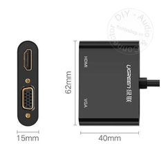 Dây chuyển Thunderbolt 2 ra HDMI + VGA Ugreen MD108 10439 - Mini displayport to VGA HDMI