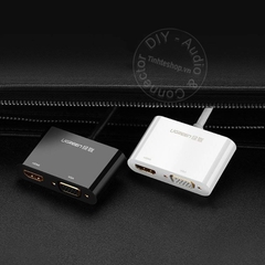 Bộ chuyển Mini displayport ra VGA và HDMI 1080P Ugreen MD108 10427 - Thunderbolt 2 to HDMI + VGA