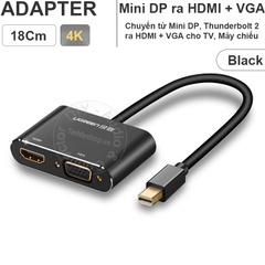 Mini displayport sang VGA và HDMI 4K Ugreen MD115 20422 - Thunderbolt 2 to HDMI + VGA