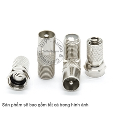 Combo Jack cắm anten TV Đầu DVB T2 1 thẳng 1 bẻ góc - straight and angled TV antenna jack DVB T2