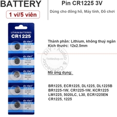 Pin cúc áo CR1225 Pin máy tính 1225 1 vỉ 5 viên - Lithium battery 3V CR1225