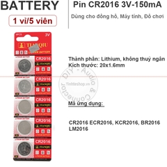 Pin điều khiển cửa cuốn CR2016 Pin điều khiển xe máy CR2016 3V Tianqiu - Lithium battery CR2016