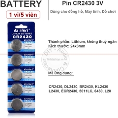Pin lithium CR2430 Pin điều khiển từ xa 2430 1 vỉ 5 viên - Lithium battery CR2430 DL2430 BR2430