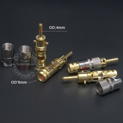 Giắc bắp chuối cắm cho Loa Âm ly cỡ lớn 2 dây OD9mm gold 24K 4 chiếc
