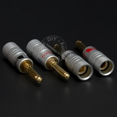 Rắc bắp chuối cứng cắm Loa Âm li mạ vàng 24K OD4mm 4 chiếc - Hard banana jack plug for Speaker Amplifier