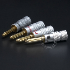 Rắc bắp chuối cứng cắm Loa Âm li mạ vàng 24K OD4mm 4 chiếc - Hard banana jack plug for Speaker Amplifier