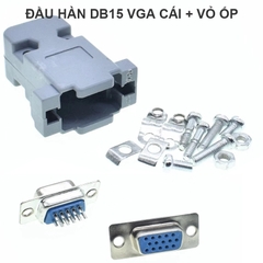 Đầu hàn và vỏ ốp rắc DB15 VGA 3 hàng - Soldering tip and plastic housing for 3-row D-SUB plug.