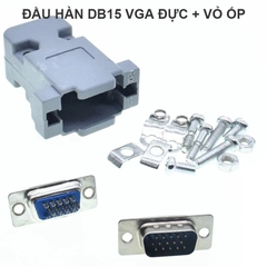 Đầu hàn và vỏ ốp rắc DB15 VGA 3 hàng - Soldering tip and plastic housing for 3-row D-SUB plug.