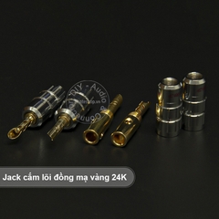 Đầu bấm jack loa bắp chuối răng cưa lõi đồng mạ vàng 24K OD4mm 4 chiếc - Banana plug jack for Speaker Amplifier