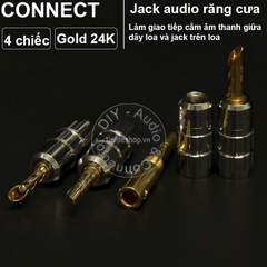 Đầu bấm jack loa bắp chuối răng cưa lõi đồng mạ vàng 24K OD4mm 4 chiếc - Banana plug jack for Speaker Amplifier