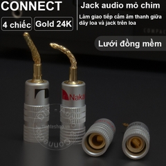 Rắc cắm loa mỏ chim nhân đồng mạ vàng 24K 4 chiếc - 24K 1.5mm gold-plated copper audio and speaker connectors 4PCS