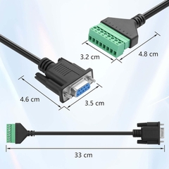 DB9 RS232 D-SUB Male Female to 8 Pin AV Screw Terminal Adapter Solderless Cable