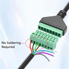 DB9 RS232 D-SUB Male Female to 8 Pin AV Screw Terminal Adapter Solderless Cable