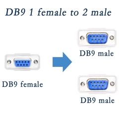 Dây chia cổng RS22 1 ra 2 20cm - DB9 Y Splitter Cable DB9 9 Pin 1 Female to 2 Male Rs232 Serial Splitter Adapter Straight-Through Cable for Connect Various Serial Interface Devices
