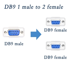 Dây chia cổng RS22 1 ra 2 20cm - DB9 Y Splitter Cable DB9 9 Pin 1 Female to 2 Male Rs232 Serial Splitter Adapter Straight-Through Cable for Connect Various Serial Interface Devices