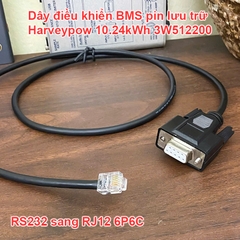 Dây điều khiển lập trình BMS pin lưu trữ Harveypow 10.24kWh 3W512200 - RS232 DB9 to RJ12 6P6C for BMS