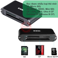 Đầu đọc thẻ nhớ đa năng SD Micro SD TF CF USB 3.0 - Reader card all in one USB 3.0 SSK SCRM-630