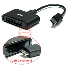 Đầu đọc thẻ nhớ đa năng SD Micro SD TF CF USB 3.0 - Reader card all in one USB 3.0 SSK SCRM-630