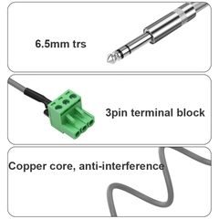 Cáp 6.5mm TRS sang 3pin terminal block - Phoenix 6.35mm TRS to 3-pin audio cable
