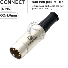 Đầu MIDI DIN 5pin nhân đồng mạ vàng 24K YongSheng YS322G - MIDI DIN 5pin male connector