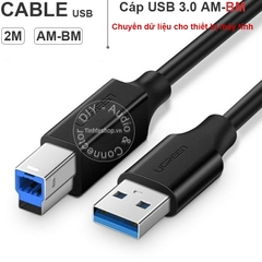 Cáp USB 3.0 AM-BM cho HDD box Docking 2 mét Ugreen US210 10372 - USB 3.0 type-A male to type-B male cable