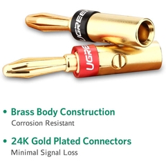 Bộ 4 chiếc Jack bắp chuối đồng mạ vàng 24K Ugreen 30513 - Banana audio jack plug