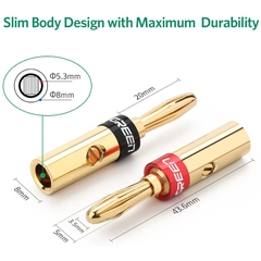Bộ 4 chiếc Jack bắp chuối đồng mạ vàng 24K Ugreen 30513 - Banana audio jack plug