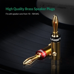 Bộ 4 chiếc Jack bắp chuối đồng mạ vàng 24K Ugreen 30513 - Banana audio jack plug