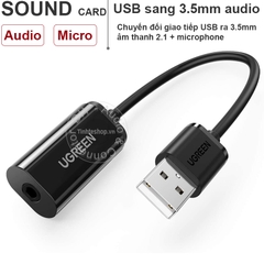 Sound card USB Ugreen US206 30712 - Sound Card External 3.5mm USB Adapter USB to Headphone Speaker Audio Interface for Computer PS4