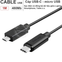 Cáp USB C sang Micro USB 1 mét Unitek Y-C473BK - USB type C to Micro USB cable