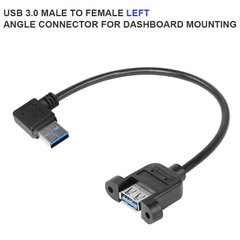 USB 3.0 Panel Mount Cable – USB-A Male to USB-A Female Extension with M3 Screws, Left-Angle
