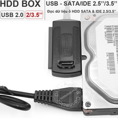 SATA IDE 2.5/3.5 sang USB 2.0 hỗ trợ nguồn ngoài 12V-2.5A - USB to SATA IDE