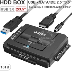 USB sang SATA IDE 2.5'' 3.5'' Unitek Y-3322A hỗ trợ ổ cứng 18TB - USB 3.0 to SATA IDE 2.5/3.5''